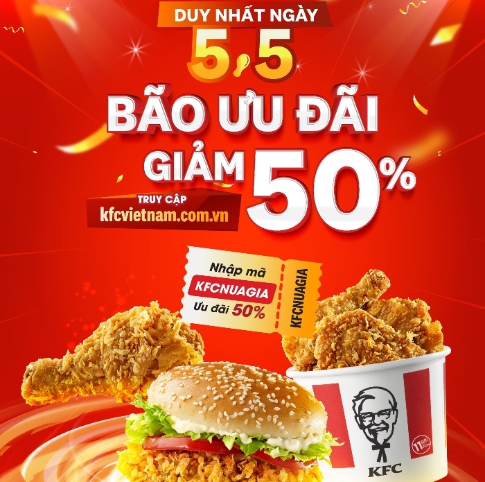Bão ưu đãi đặt gà online của KFC!!!